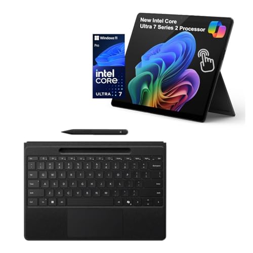 Microsoft Surface Pro 11 Bundle, 2-in-1 Tablet with Black Flex Keyboard and Slim Pen, Copilot+ PC, 13' Touchscreen 600nits, Intel Ultra 7 Series 2 266V AI Boost NPU, 16GB RAM, 1TB SSD, Win 11 Pro