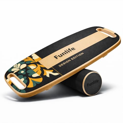 FunLife MOVE Planche d'équilibre en bois avec roulette – App…