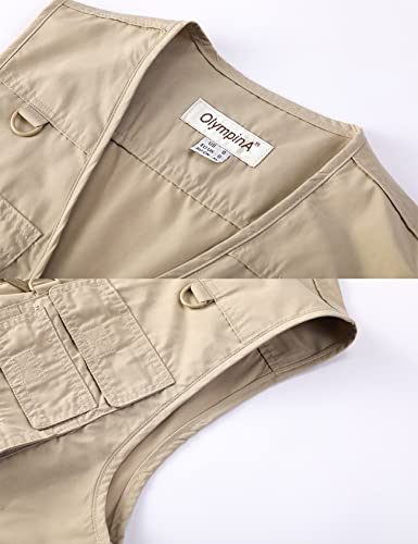 Yimoon Men's Summer Outdoor Pockets Lightweight Utility Fishing Travel Vest (Light Khaki, Large) #TOP2