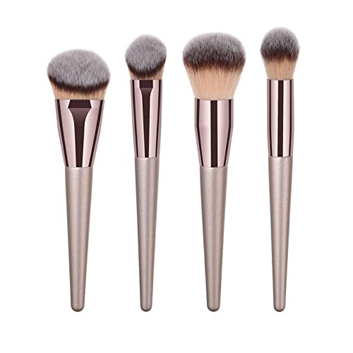 Juego de 4 brochas de maquillaje sintéticas de alta calidad, para base de maquillaje, polvos, cónicos, líquidos, aplicadores, cubierta de brochas de maquillaje (oro rosa, talla única)