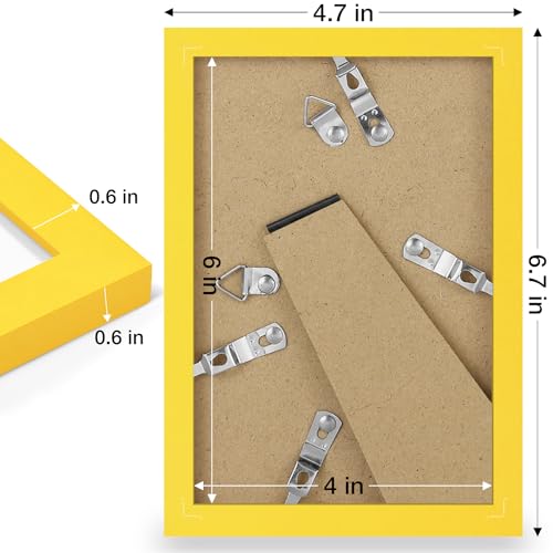 decorUhome 4x6 Picture Frame, Display Pictures 3.5x5 with Mat or 4x6 without Mat, Wall & Tabletop Display Photo Frame, Yellow, 1 Pack