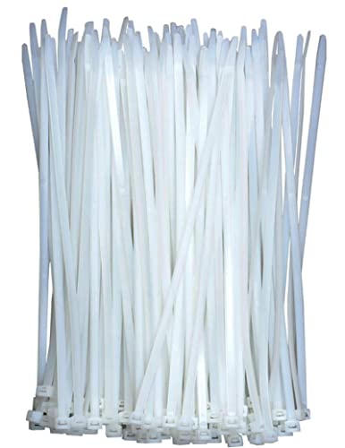 KAXIMON White Cable Ties 250mm x 4mm (100 Pack) Clear Zip Ties Heavy Duty with 40lbs Tensile Strength Self-Locking Nylon Plastic Wire Ties Wraps for Office Household and Outdoor