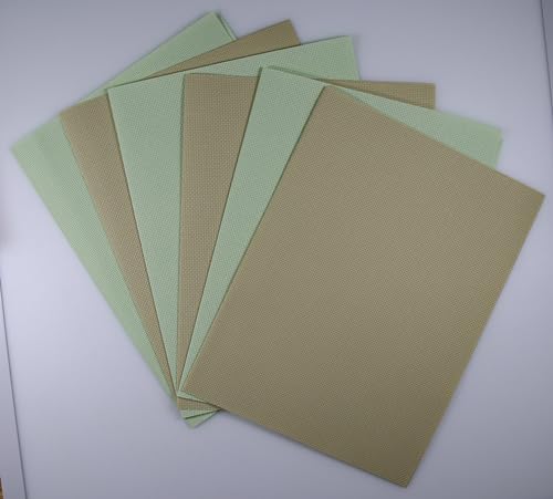 Image of KCS 6 pc of 12 inch x 18 inch(30cmx45cm) 14CT Counted Cotton Aida Cloth Cross Stitch Fabric (Light Green+Yellow Beige it)