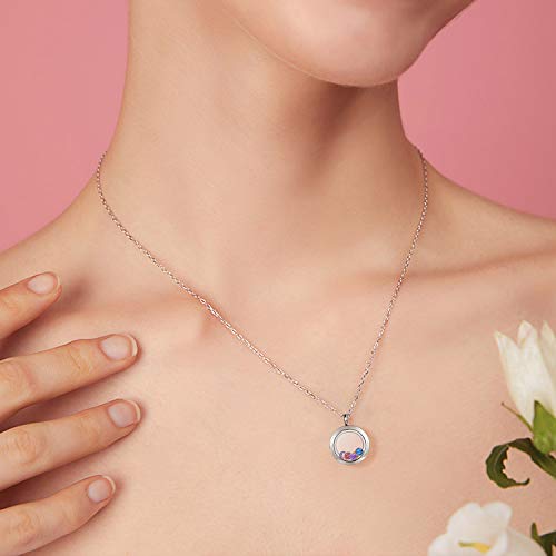 EVERLEAD Locket Necklace, DIY Floating Round Locket Pendant, Living Floating Memory Necklace for Women Friendship Necklace Memory Nostalgic4