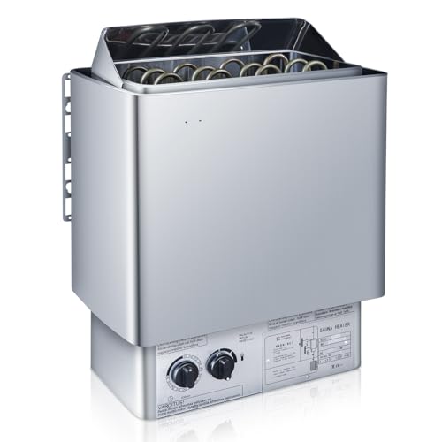 TUZELIYA Sauna Heater - 6KW 110V Stainless Steel Electric Sauna Stove - Sauna Bath with 3h Timer and Adjustable Temperature - Sauna for Women Men - Sauna Heater Stove for Home Hotel Spa Steam Room