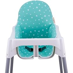 JYOKO KIDS Colchoneta para trona antilop compatible con Ikea, 100% Algodón (Mint Sparkles)