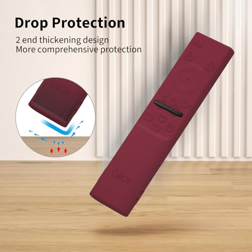 Image of OBOE Samsung QLED TV Remote Cover - Silicone Full Wrap Protective Case with Loop (H-Wine Red) - Compatible with Samsung Smart TV Remote BN59-01311