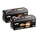 LiTime 2Pack 12V 200Ah LiFePO4 Lithium Deep Cycle Battery Bluetooth, Low-Temp Protection, 2560Wh Energy Max. 1280W Load, Built-in 100A BMS, Up to15000 Cycles, Perfect for RV, Solar Energy Storage