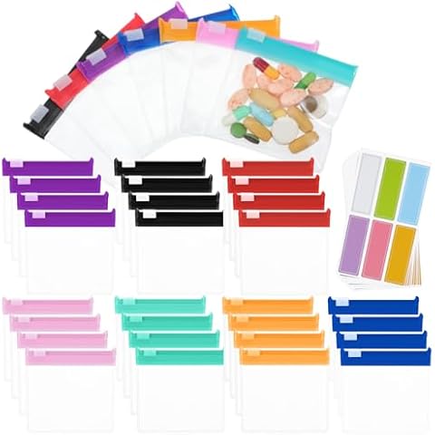 28Pcs Reusable Travel Pill Bags Set Cover