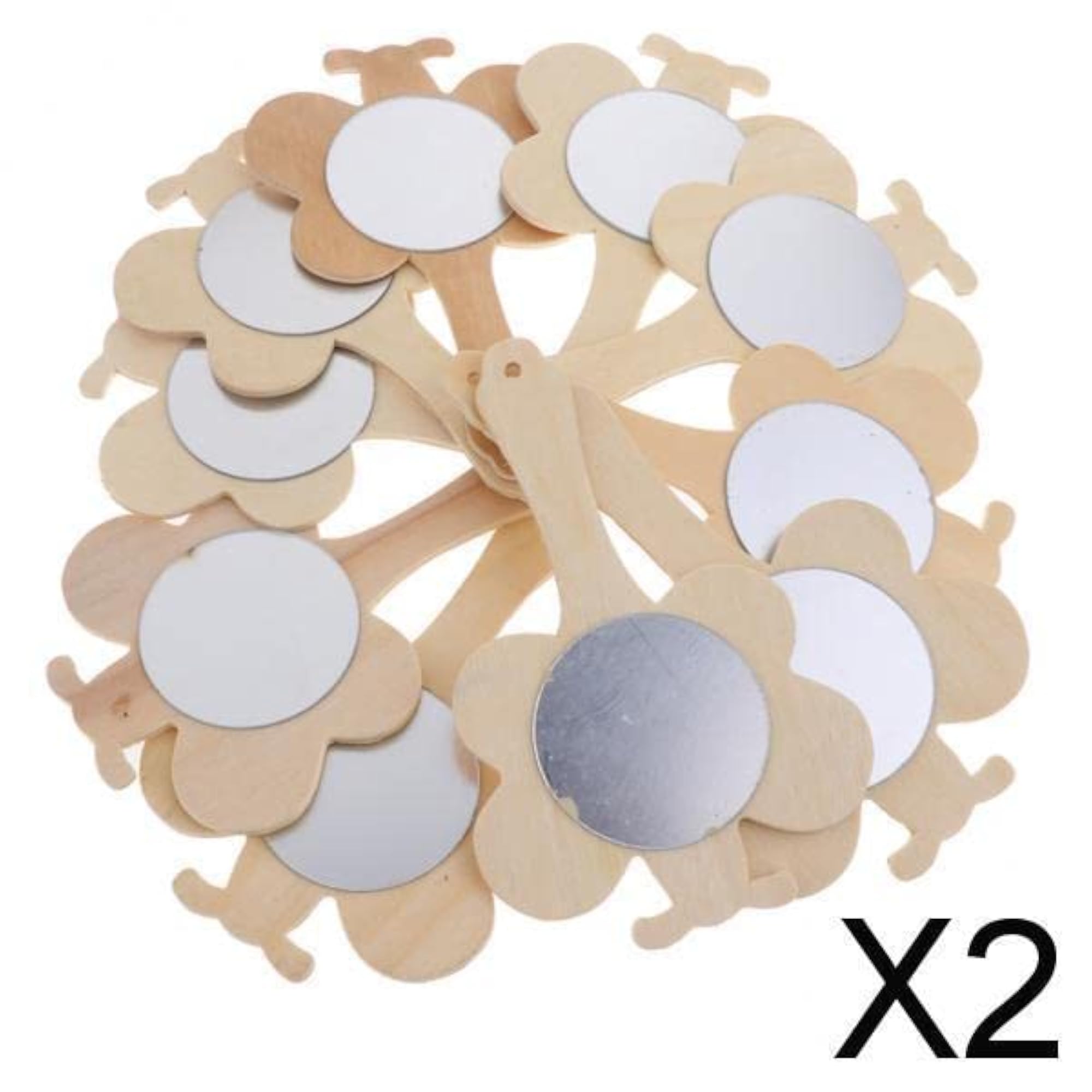 Dragonfly Shape Unfinished Wooden Handheld Mirror, 20Pcs Set