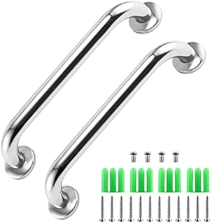 AllRight 2 Pack Grab Rails for Bathroom Stainless Shower Grab Rails for Elderly Bath Grab Handle Anti Slip Handle Safety Support Bar for Elderly Children Disabled 12 Inch (Silver)