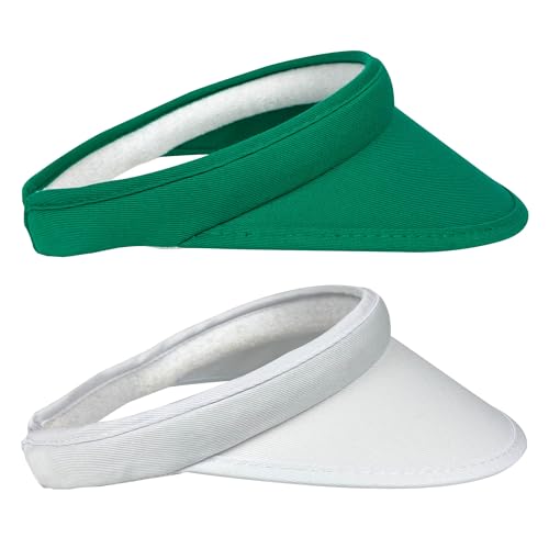 Image of 2 Pack Sun Visor Hats Women Men Clip On Wide Brim Visors Hat Outdoor Sports Golf Beach Travel Tennis Caps