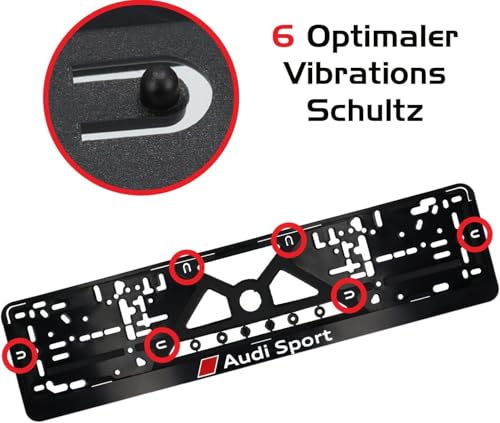 Kennzeichenhalter, Kfz-Kennzeichenhalter für Autokennzeichen mit Klicksystem, inklusive 8 Schrauben und 8 Vibrationsdämpfern, einfach und stabil, Nummernschildhalter 2er-Set, 52 x 10 cm