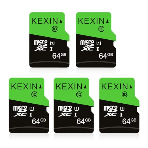 Image of KEXIN Micro SD Card 64GB 5 Pack with SD Adapter microSDXC Memory Card UHS-I C10 U1 Micro SD Card Full HD High Speed TF Card for Smartphone Tablet Action Camera Dash Cam Drone Game Console