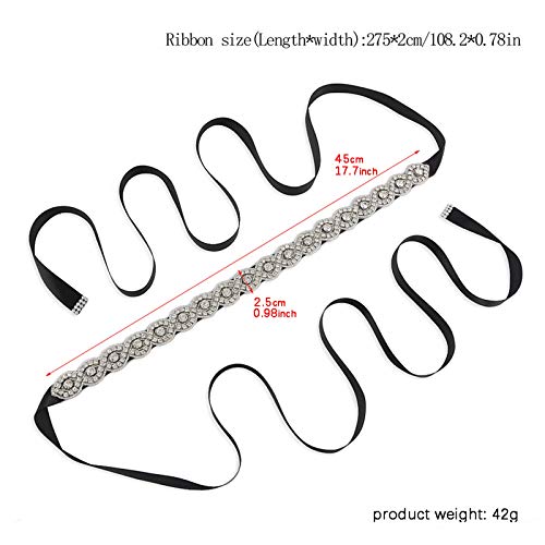 Azaleas Women's Shiny Beaded Bridal Sashes Belt Wedding Belts Sash With Crystal Black One Size #TOP5