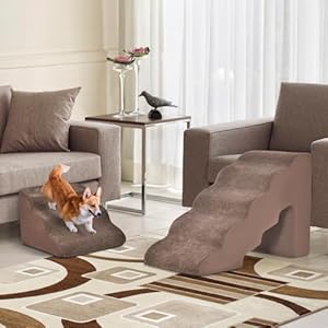 Giantex-Dog-Stairs-Set-5-Tiers-3-Tiers-Dog-Ramps-Combo-High-Density-Foam-Non-Slip-Bottom-Washable-Cover-22-High-Pet-Steps-for-Small-Puppy-Older-Cats-to-Get-on-Bed-Sofa-Couch-Brown - Cucciolini Doodles Giantex-Dog-Stairs-Set-5-Tiers-3-Tiers-Dog-Ramps-Combo-High-Density-Foam-Non-Slip-Bottom-Washable-Cover-22-High-Pet-Steps-for-Small-Puppy-Older-Cats-to-Get-on-Bed-Sofa-Couch-Brown