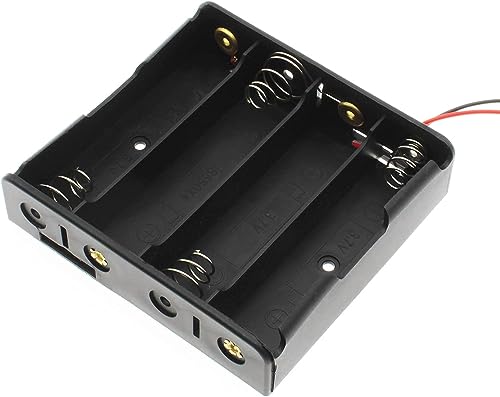 Image of QBM 18650 Battery Case Holder with Lead Wire Bundle 3.7V DIY Battery Storage Box in Series (Pack of 2) (4 Cell Holder) Multicolor