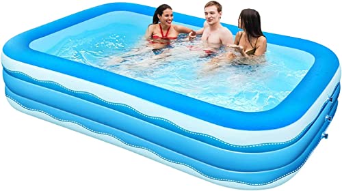 Inflatable Pool, 118 x 72 20in Full-Sized Family Kiddie Blow ...