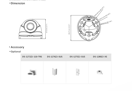 DS-2CE56D0T-IRMF 1080P 2MP Analog BNC Coaxial Camera, 2.8mm Wide Angle Lens, HD TVI IR Turret Dome Camera Outdoor, CCTV Security 4 in 1 (TVI/AHD/CVI/CVBS), Smart IR Up to 25 M IR Distance, IP67