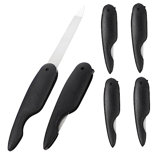 Healeved 6 limas de uñas plegables para arte de uñas, pequeñas limas de uñas, herramienta plegable, pulidores de uñas, tablas Emory, limas de metal, accesorios de uñas de acero inoxidable, mini