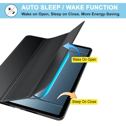 Image of CEDO Smart Case for OnePlus Pad Lite (11 in) Tri-Fold Flip Folio Cover | Pencil Holder | Auto Wake-Up /Sleep Mode | Multi View Angles Stand TPU Backcover (Black)