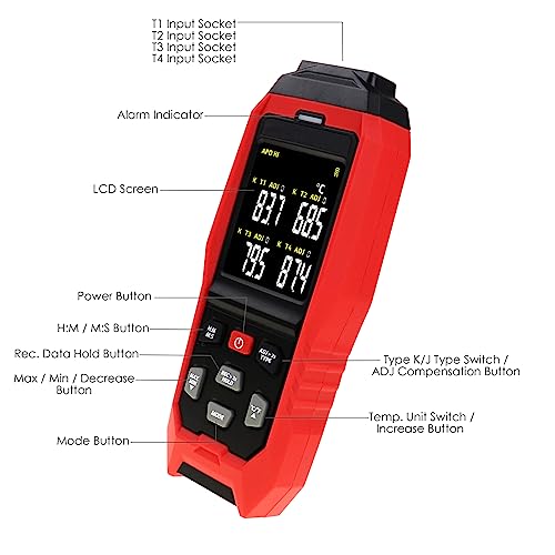 Danoplus KIB0373 Thermocouple Thermometer 4 Channels Data Logger Portable K Type Thermometer thumb #4