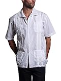 G-Style USA Men's Short Sleeve Cuban Guayabera Shirt 2000-1 - White - 5X-Large
