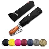 Lejorain 54inch Large Umbrella Auto Open Close with Folding Golf Size and 210T Dupont Teflon Coated Vented Windproof Double Canopy for Women Men&Black