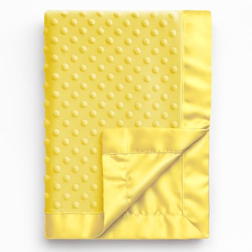 Image of Pro Goleem Baby Soft Minky Polyester Blanket with Satin Backing Baby Gifts for Boys and Girls Pet Blanket for Dogs/Cats/Puppies (Yellow, 30’’ x 40’’)
