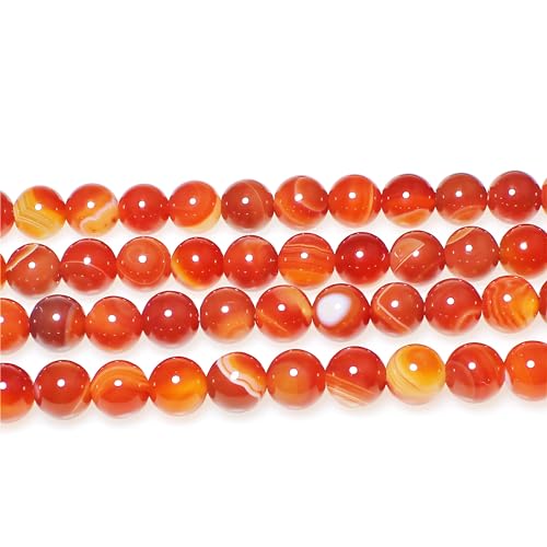 MJDCB Natural Round Stone Beads 12mm Red Striped Agate Loose Gemstone Beads for Jewelry Making Bracelet Necklace 30pcs - Image 4