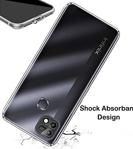 Image of Soft Flexible Silicone Back Cover Compatible with Infinix Smart 5 Pro, Transparent Case + Screen Guard