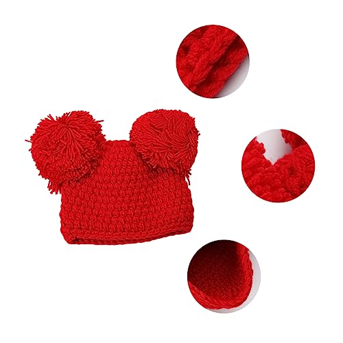 Lovely Christmas Hat Warm Woolen Cap for Months Soft Stretchable Design for Boy Girl Unique Shape Fine Workmanship for Holiday Season Red3