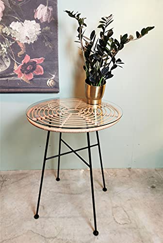 Vintagehaus Rattan Beistelltisch Acapulco Hacienda Natur Bambusoptik Ø60...