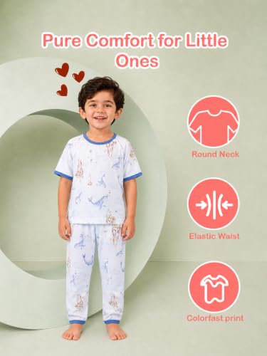 Image of Kidbea Kids Bamboo Viscose Co-Ord Set, Half Sleeve Round Neck Night Suit