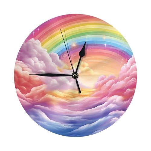 NSDdefAWCGT Reloj de pared silencioso y moderno de pared colorido arco iris, reloj clásico para oficina, hogar, cocina, dormitorio, sala de estar