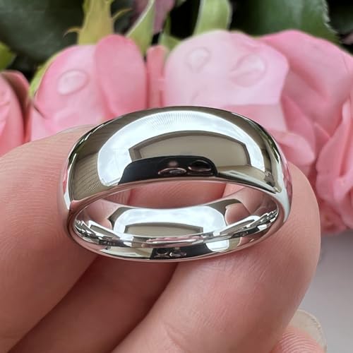 Image of TUTISS 2mm 3mm 4mm 5mm 6mm 7mm 8mm 10mm White Tungsten Rings for Men Women Engagement Wedding Bands Domed Polished Shiny Comfort Fit