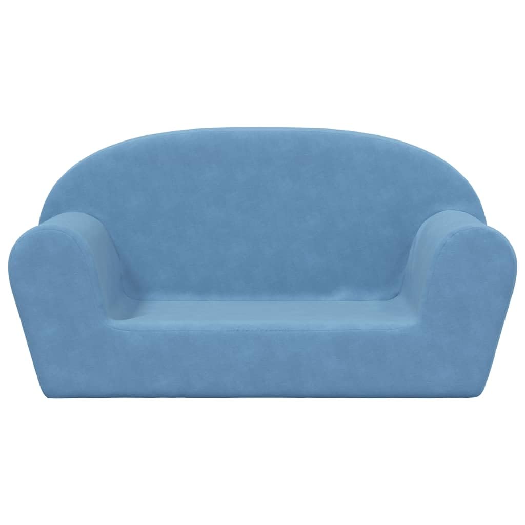 vidaXL Canapé pour Enfants 2 Places Bleu Peluche Douce