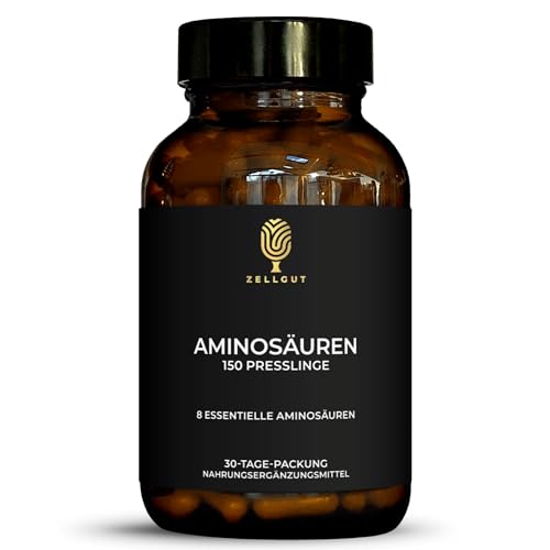 Aminosäuren • Vollständiges Aminosäureprofil • Enthält alle 8 essentiellen Aminosäuren • 100% Bioverfügbarkeit nach 23 Minuten • 100% VEGAN • AUS HÜSLENFRÜCHTEN GEWONNEN • 150 Presslinge