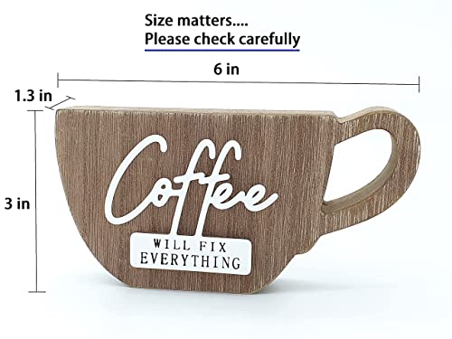 Wooden Small Coffee Sign For Counter Top Decoration Cute Coffee Sign For Kitchen Coffee Bar Or On Coffee Machine Coffee Will Fix Everything #TOP6