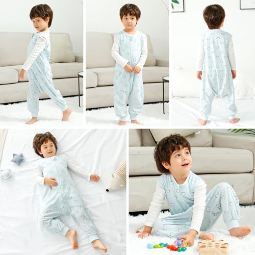 Image of WONDAY Toddler Sleep Sack with Feet, 0.5 Tog Sleeping Sacks for Walking with Legs 12-18 Months 2T 3T 4T 5T (Dog, 3T-5T)