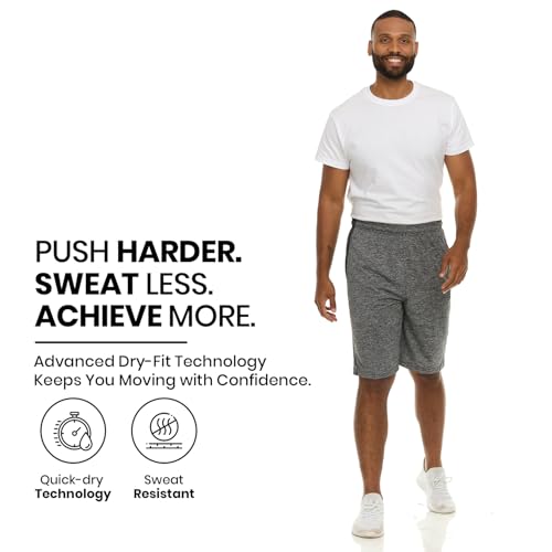 5 Pack: Men's Dry-Fit Sweat Resistant Active Athletic Performance Shorts3