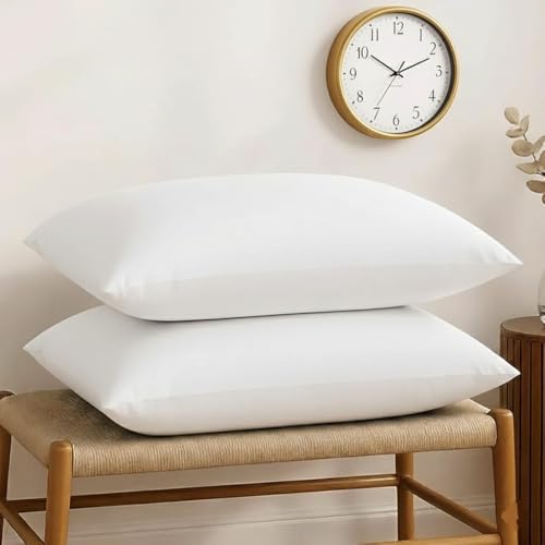 Image of Microfiber Pillow | Set of 2 | Basic Size 41 x 61 CM | Pack of 2 (2, White, King (U.K. Standard))