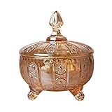 Sizikato Relief Crystal Glass Candy Dish with Lid, Wedding Decor Candy Buffet Jar Food Jar.