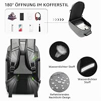 Kono Ryanair Kabinentasche, Untersitz, Reise-Handgepäck, Laptop-Rucksack, grau, 45x33x20, Klassisch – Ansicht 5