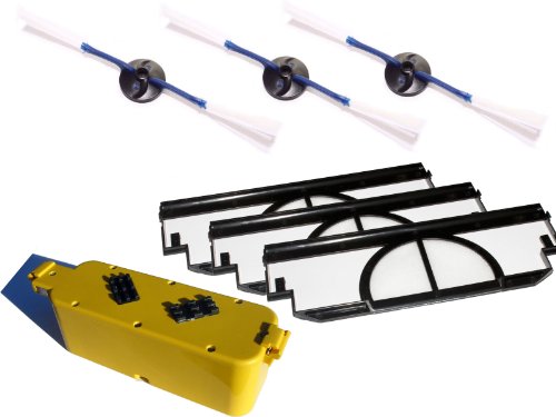 Replacement for iRobot Roomba 4300 Battery, Side Brush and Filters - Kit Includes 1 Battery, 3 Side Brushes and 3 Filters