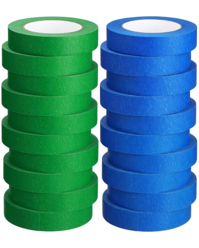 Image of Fainne 20 Pcs Green Blue Painters Masking Tape Roll Bulk 1 Inch x 55 Yard