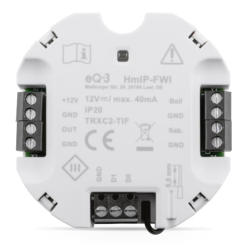 Homematic IP Smart Home Wiegand-Schnittstelle, damit kann EIN Wiegand-fähiges Endgerät, wie EIN Code-Schloss, ins Homematic IP Smart-Home-System integriert Werden, 155182A0 Grau