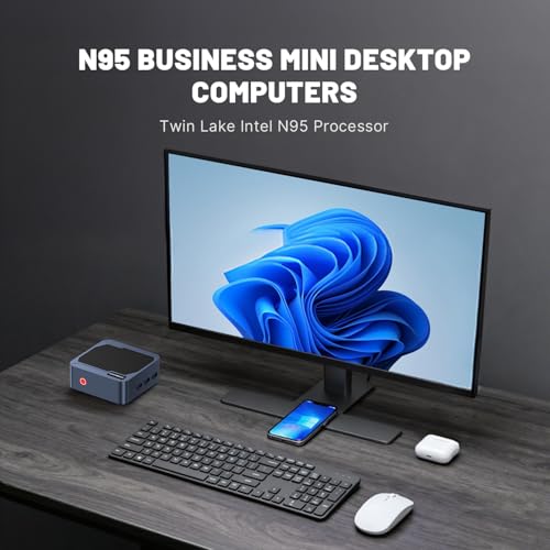 C2 Neo Mini PC mit Intel Alder Lake-N95 (leistungsstärker als N97), 12GB LPDDR5 RAM, 512GB NVMe SSD, W11 Pro, Dual LAN, Dual HDMI+Type C, Wi-Fi 5, BT 5.0, für Büro und Zuhause