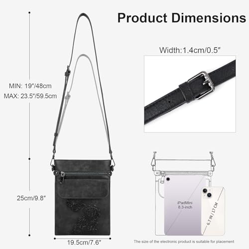 Image of Small Crossbody Purse for Women, Vegan Leather Multi Pocket Bag | Small Crossbody Bags for Women with Embossed Design, Adjustable Strap, Lightweight Travel Shoulder Bag for Daily Use and Gift