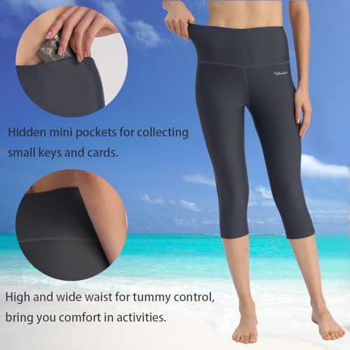 Image of Ubestyle UPF 50+ High Waist Women's Yoga Capri Leggings Swimming Tights Sun Protective